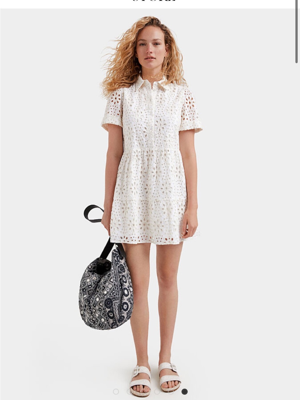 White Eyelet Button-Front Mini Dress